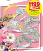 9ct Gold And Silver Dress Rings-Each
