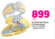 9ct Gold And Silver CZ Dress Rings-Each