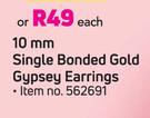 Single Bonded Gold Gypsey Earrings-Each