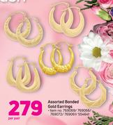 Assorted Bonded Gold Earrings-Per Pair