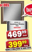 Aluminium Window P166 600x600mm