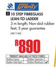 Gravity 10 Step Fibreglass Lean-To Ladder