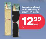 Sensationnel Yaki Braid # 1 Black/#4 Brown/#1 Blonde-1's Each