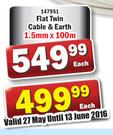 Flat Twin Cable & Earth 1.5mm x100m-Each