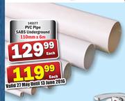 PVC Pipe SABS Underground 110mm x6m-Each
