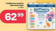Cuddlesome Sensitive Value Pack Wipes-3 x 80's Pack