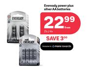 Eveready Power Plus Silver AA Batteries-2's/4's