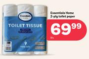 Essentials Home 2-Ply Toilet Paper-9's Pack