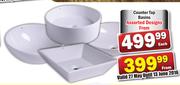 Counter Top Basins Assorted Designs-Each