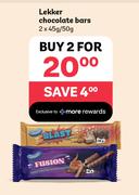 Lekker Chocolate Bars-2 x 45g/50g