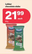 Lekker Chocolate Slabs-80g Each