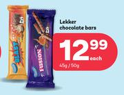 Lekker Chocolate Bars-45g/50g Each