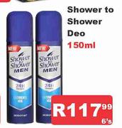 Shower To Shower Deo-6's x 150ml