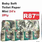 Baby Soft Toilet Paper Mini 2 Ply-24's