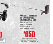 Universal Rotisserie Kit With Motor & Stainless Steel Rod
