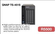 QNAP High Performance 2.5" Drive NAS With On The Fly & Offline Video Transcoding QNAP TS-451S 