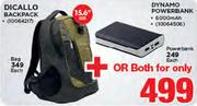Dicallo Backpack Bag+ Dynamo Powerbank 6000mAh-Each