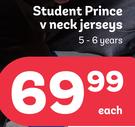 Student Prince V-Neck Jerseys 5-6 Years