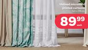 Unlined Microfibre Printed Curtains 140 x 218cm-Each