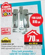 Builders 3 Lever Lock Set-Per PK