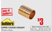 Builders Copper Coupler Straight 15mm