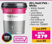 Simple Choice Matt PVA (White)-20Ltr