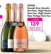 Krone Borealis Brut,Borealis Brut Rose,Night Nectar Demi Sec,Night Nectar Rose Vintage Demi Sec-750m