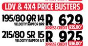 LDV & 4x4 Price Busters 215/80 SR 15 Velocity Raptor A/T Tyre