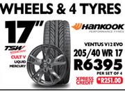 Combos 4 Wheels & 4 Tyres Hankook-17"-205/40 WR 17