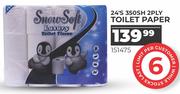 Snow Soft 2Ply 350Sh Toilet Paper-24's Pack