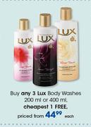 Lux Body Washes-200ml Or 400ml Each