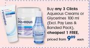 Clicks Aqueous Creams Or Glycerines-100ml Each