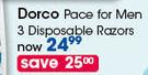 Dorco Pace For Men 3 Disposable Razors-Per Pack