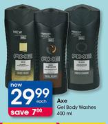 Axe Gel Body Washes-400ml Each