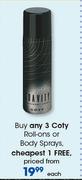 Coty Roll Ons Or Body Sprays-Each