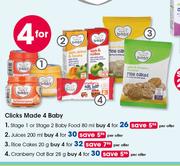 Clicks Made 4 Baby Cranberry Oat Bar-4x28g Per Offer