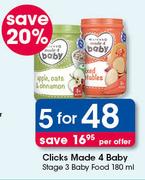 Clicks Made 4 Baby Stage 3 Baby Food-5x180ml Per Offer