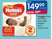 Huggies Gold New Baby Disposable Nappies Size 2 Jumbo Pack-Per Pack
