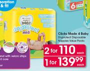Clicks Made 4 Baby Dryprotect Disposable Nappies Value Pack-Each