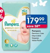 Pampers Premium Care Disposable Nappies Value Pack-Per Pack