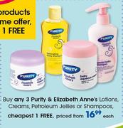 Purity & Elizabeth Anne's Lotions, Creams, Petroleum Jellies Or Shampoos-Each