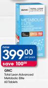 GNC Total Lean Advanced Metabolic Elite 60 Tablets-Per Pac