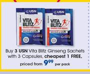  USN Vita Blitz Ginseng Sachets With 3 Capsules-Per Pack