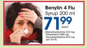 Benylin 4 Flu Syrup-200ml Each