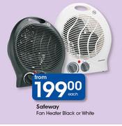 Safeway Fan Heater Black Or White-Each