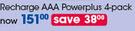 Energizer Recharge AAA Powerplus 4 Pack-Per Pack