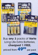 Varta Long Life Extra Batteries-Per Pack