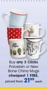 Clicks Porcelain Or New Bone China Mugs-Each
