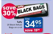 Tuffy 20 Black Refuse Bags On A Roll-Per Roll