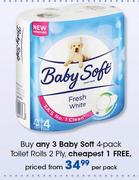  Baby Soft 4 Pack Toilet Rolls 2 Ply-Per Pack